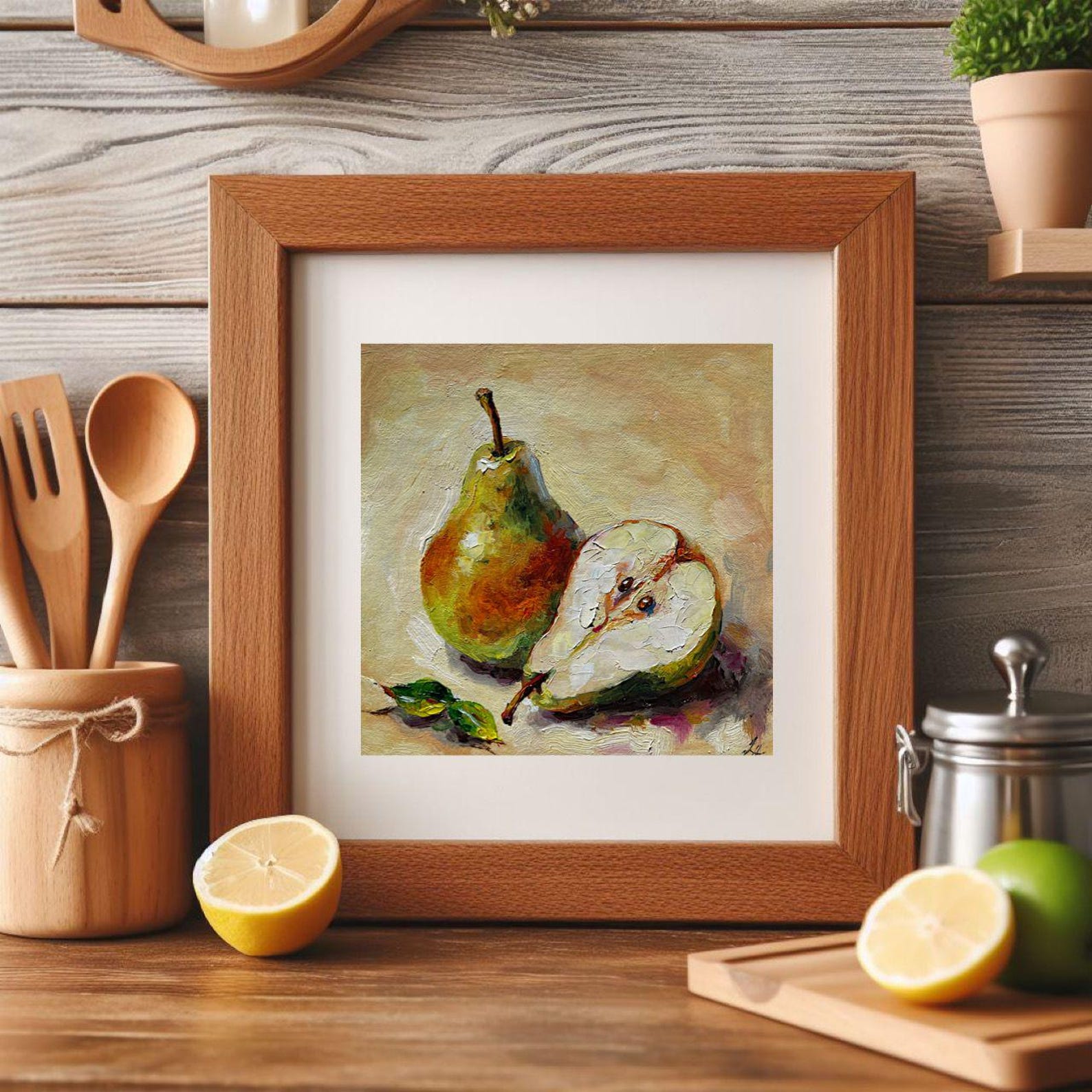Pear Oil Painting Original Art Fruit Still Life Food Painting Small ...
