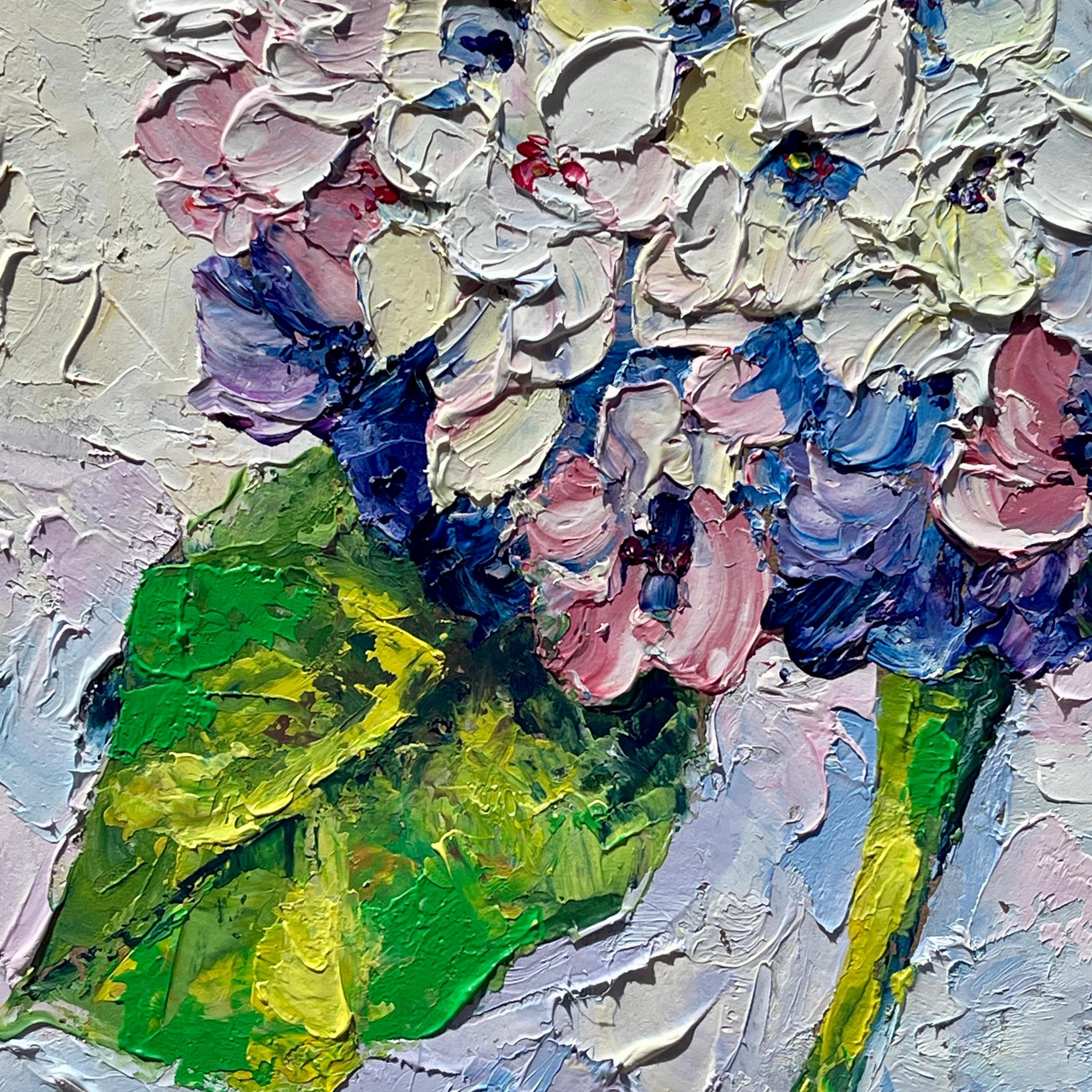 Hydrangea Oil Painting Flower Original Art Small Painting Purple