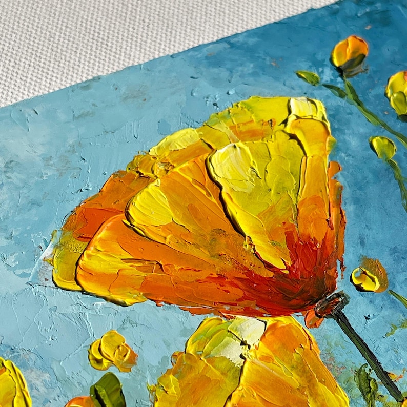 California Poppy Painting Original Art Vibrant Oil Painting Orange ...