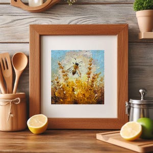 Honey Bee Painting Original Art Wildflowers Wall Art Textured Oil ...