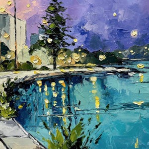 California Painting: Original Coastal Art, Cityscape Oil Painting image 7