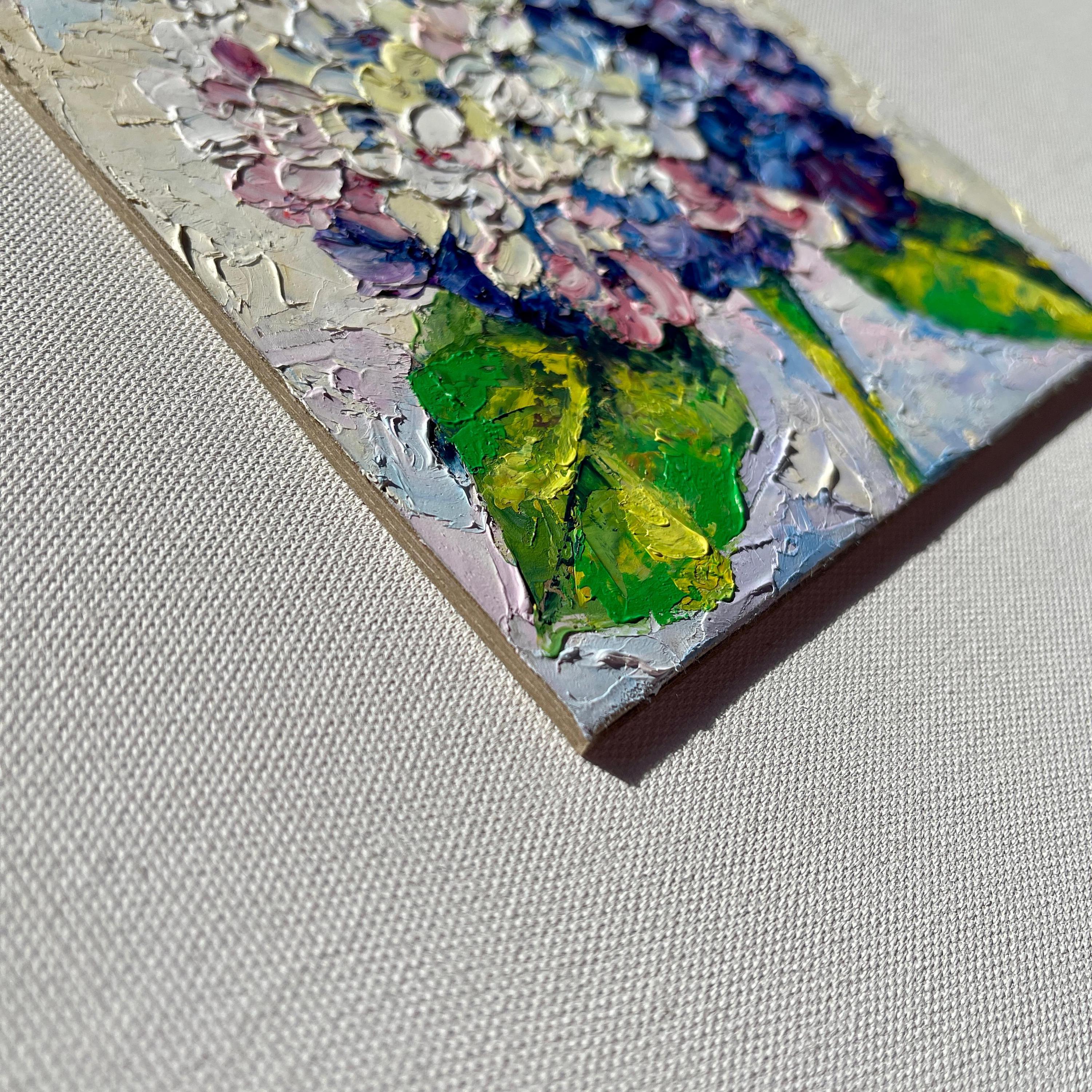 Hydrangea Oil Painting Flower Original Art Small Painting Purple