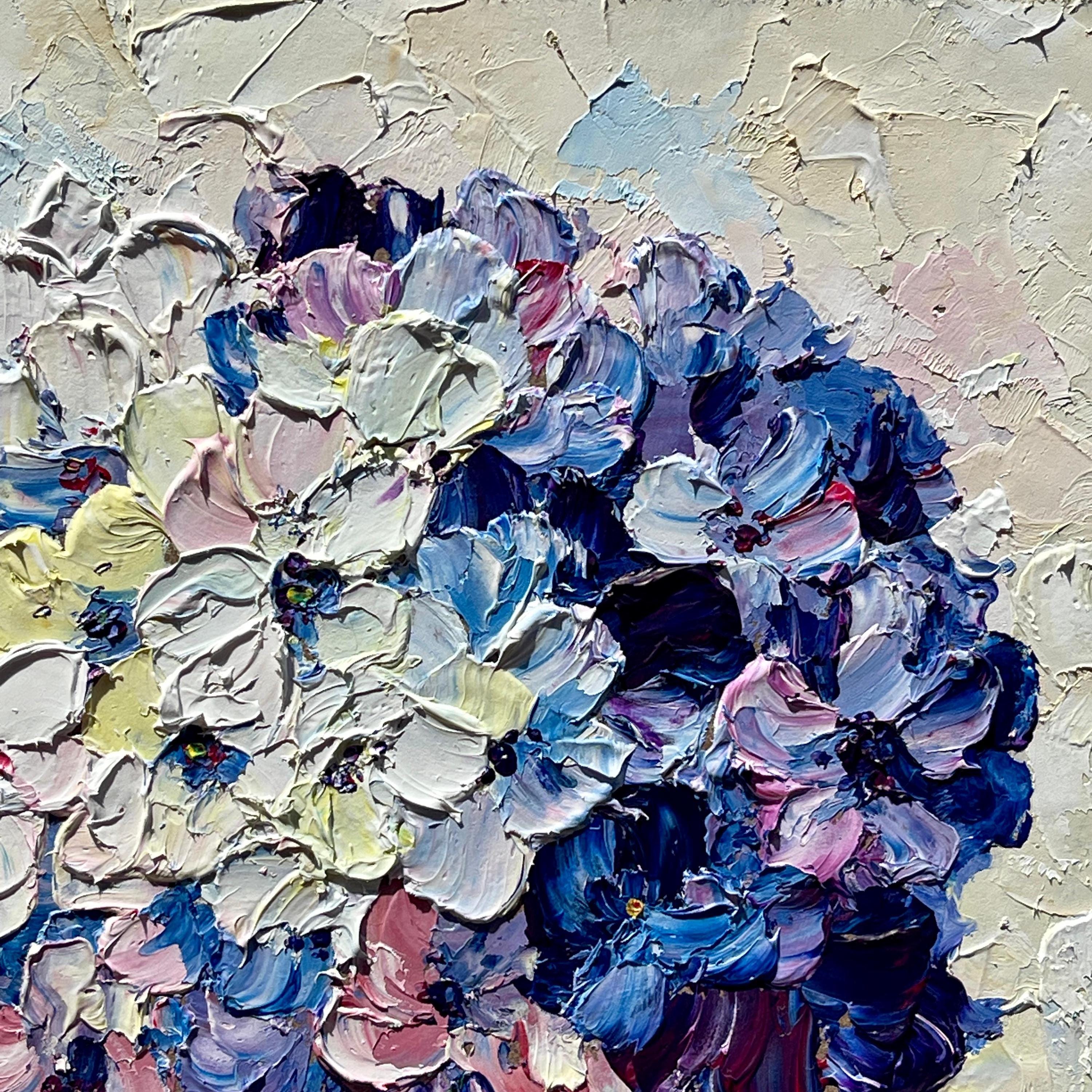 Hydrangea Oil Painting Flower Original Art Small Painting Purple