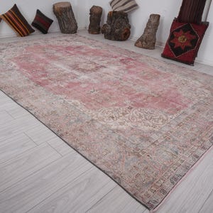 Handmade Oushak Large Rug, Muted Vintage Rug, Natural Turkish Oversize Rug, 7x12 Rug,Faded Rug,7x12 Vintage Rug,Antique Neutral Area Rug,465