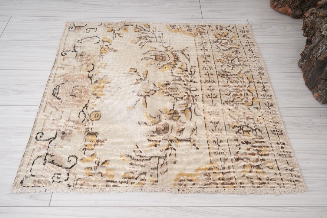 3x3 Rug,small Rug,3x3 Turkish Rug,vintage Door Mat,oushak Rug,handmade ...