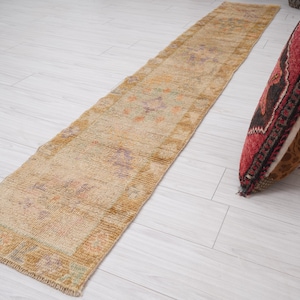 2x11 Runner,Oushak Runner,Vintage Runner Rug,Turkish Runner 2x11,Faded Rug,Handmade Runner Rug,Vintage Rug 2x11,Neutral Runner,Faded,80