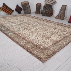 6x10 Rug, Oversize Antique Vintage Oushak Rug,Wool Rug,6x10 Turkish Rug,Faded Vintage Rug,Handmade Oushak Rug,Neutral Rug,6x10 Area Rug,502