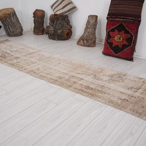 4x11 Runner,Oushak Runner,Vintage Runner Rug,Turkish Runner 4x11,Kitchen Faded Rug,Handmade Rug Runner,Vintage Rug 4x11,Neutral Runner,283