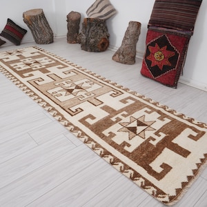 Handgefertigter Teppich Läufer, Vintage Teppich Läufer,Türkischer Teppichläufer 80x300,Oushak Teppichläufer,Teppichteppich,645