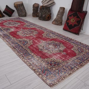 4x11 Runner,Oushak Rug Runner,Faded,Rug,Runner,Vintage Runner Rug,Turkish Runner 4x11,Handmade Wool Rug,Vintage Rug 4x11,Neutral Runner,14