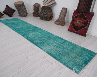 Turkish Runner Rug,Vintage Runner 2x10,Oushak Runner Rug,2x10 Runner,Handmade Wool Rug,Neutral Runner,Vintage Rug,Faded,Rug,Carpet Runner,75