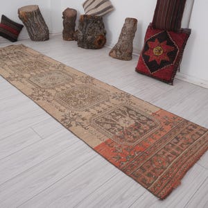 Ausgeblichener Teppich, Natürlicher Teppichläufer, Keltischer Teppich Läufer 300x300, Vintage Teppich Läufer, Handgemachter Teppich 3x30,Wollteppich,410