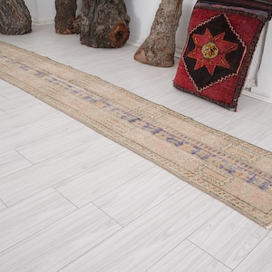 2x11 Runner,Oushak Runner,Vintage Runner Rug,Turkish Runner 2x11,Kitchen Faded Rug,Handmade Rug Runner,Vintage Rug 2x11,Neutral Runner,902