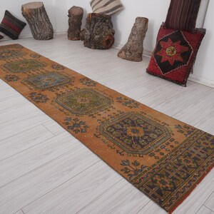 2x11 Runner,Muted Oushak Runner,Vintage Runner 2x11,Turkish Runner Rug,Handmade Wool Rug,Vintage Rug 2x11,Neutral Runner,Faded Rug 2x11,256