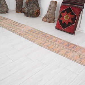2x11 Runner,Oushak Rug Runner,Faded,Rug,Runner,Vintage Runner Rug,Turkish Runner 2x11,Handmade Wool Rug,Vintage Rug 2x11,Neutral Runner,945