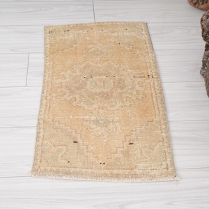 1x3 Rug,Small Rug,1x3 Turkish Rug,Vintage Small Rug,Oushak Rug,Handmade Area,Bathroom Rug,Doormat Rug,Mini Rug,Vintage Rug 1x3,Wool,Rug,906