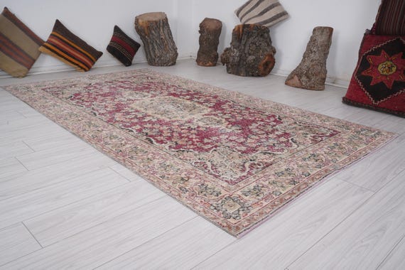 Antique Turkish Vintage Rug, Muted Oushak Area Rug, 5x9 Turkish Rug, Handmade Rug 5x9,Neutral Rug,Vintage Rug,Anatolian Carpet,5x9 Rugs,501