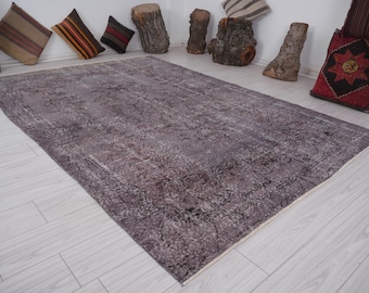 7x10 Rug,Oversize Vintage Oushak Rug,Wool Rug,Faded,7x10 Turkish Rug,Vintage Rug,Handmade Rug,Muted,Neutral Rug,Area Carpet,Oushak Rug,122