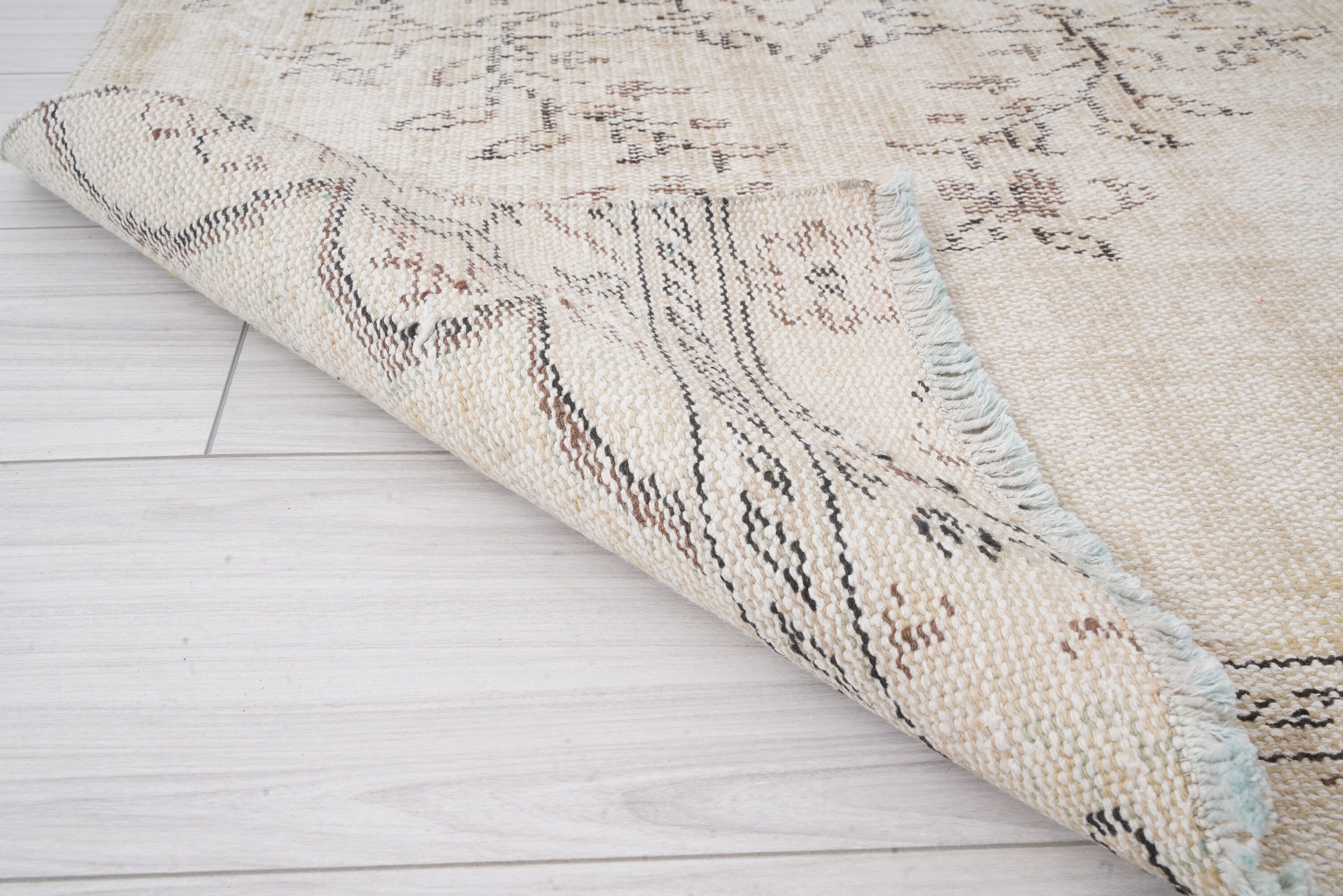 ランナーラグ　ヴィンテージラグ　トルコラグ ヴィンテージラグトルコラグ リーフ柄・オレンジランナーラグ