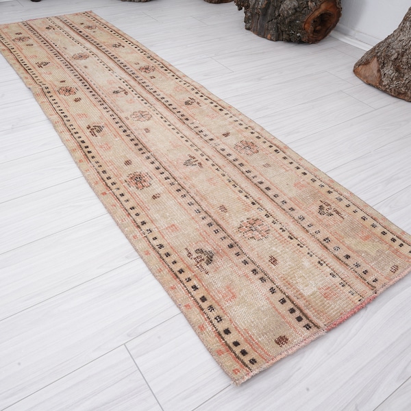 2x8 Runner,Vintage Runner Rug,Turkish Runner 2x8,Oushak Rug Runner,Handmade Wool Rug,Vintage Rug 2x8,Neutral,Runners,Faded,Rug,Runner,118