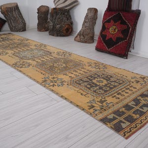 Handgefertigter Teppichläufer, Vintage Teppich Läufer 3x30, Natürlicher Türkischer Teppichläufer, Oushak Teppichläufer,Verblasster Vintage Teppichläufer,Neutraler Teppich 800x300,495