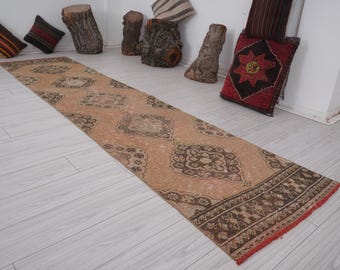 3x11 Runner,Oushak Runner,Vintage Runner Rug,Turkish Runner 3x11,Kitchen Faded Rug,Handmade Rug Runner,Vintage Rug 3x11,Neutral Runner,38
