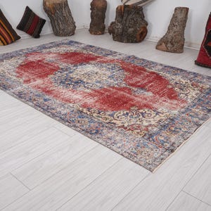 6x9 Rug,Handmade Oushak Rug,Muted Vintage Rug,Turkish Rug 6x9,Faded Rug,Wool Muted Rug,6x9 Vintage Rug,Antique Neutral Soft Area Rug,653