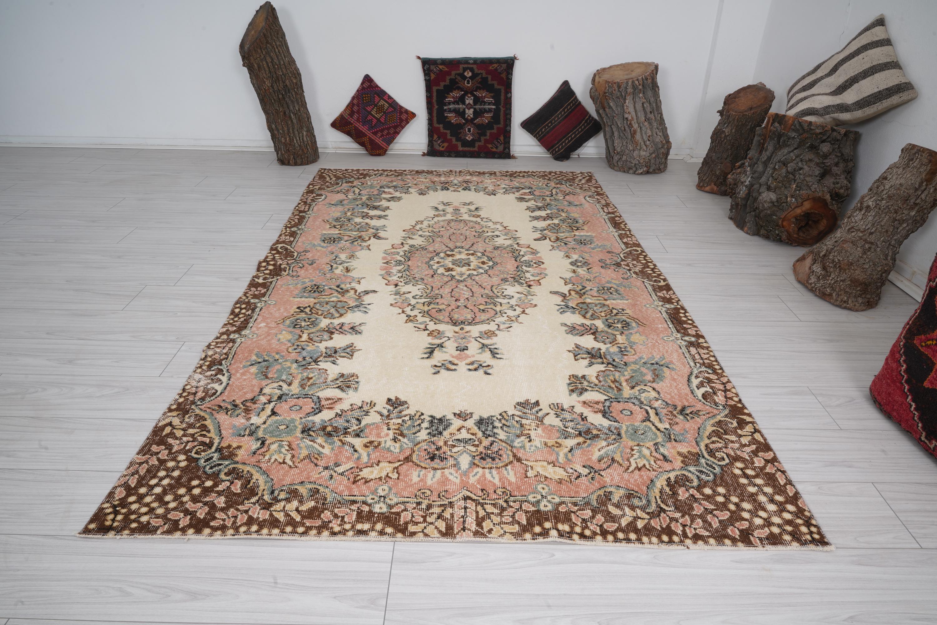 5x9 Rug,oushak Turkish Rug,faded,vintage Area Rug,wool Rug,oushak