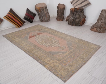 4x6 Rug,Oushak Turkish Rug,Wool Rug,Faded,4x6 Vintage Rug,Oushak Rug 4x6,Handmade Area Rug,Muted,Neutral Rug,Rug,Vintage Area Rug,Carpet,165