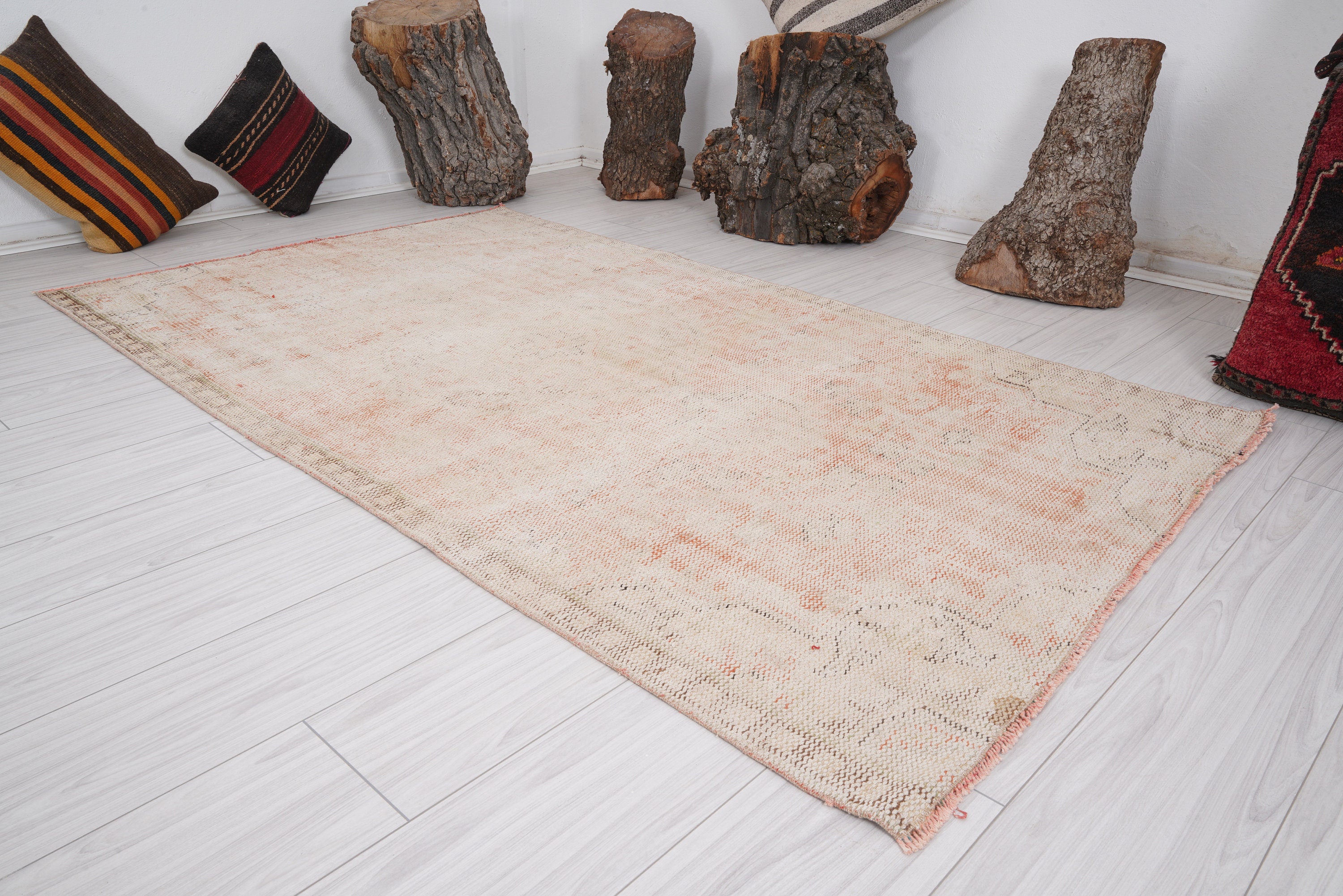 4x7 Rug,Oushak Turkish Rug,Wool Rug,Faded,4x7 Vintage Rug,Oushak Rug,Handmade Area Rug,Muted,Neutral Rug,Rug,Vintage Area Rug,Carpet Rug,684
