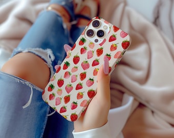 Aquarell Erdbeeren MagSafe Handyhülle, süßer Beeren-Druck