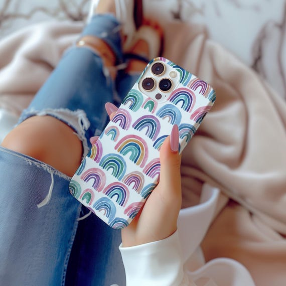 Boho Rainbow Phone Case: Wireless Charging, Protective Design