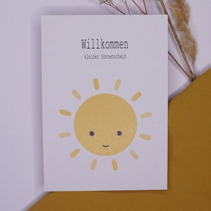 Karte zur Geburt Sonne „Willkommen kleiner Sonnenschein“ | Babyparty | Grußkarte | Geburtskarte |Schwangerschaft | Willkommen