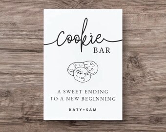 Cookie Bar Wedding Sign Template | A Sweet Ending to a New Beginning Sign (Digital Download)