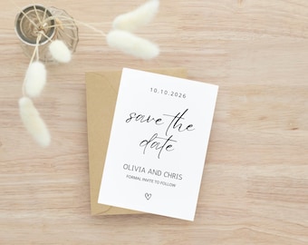 Modern Script Save the Date Template: Minimalist Wedding Stationery (Digital Download)