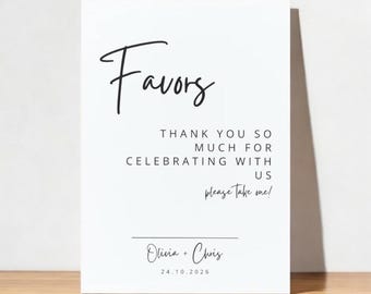 Modernes minimalistisches Hochzeitsschild für Gastgeschenke: Bearbeitbares Printable (Instant Download)