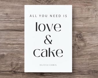 Love and Cake Wedding Sign: Minimalist Canva Template (Digital Download)