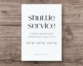 Modern Wedding Shuttle Sign Template: Editable Canva Printable (Digital Download)