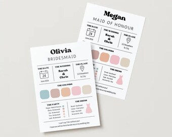 Personalized Wedding Party Details Card: Editable Template (Digital Download)