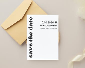 Modern Save the Date Card: Editable Wedding Invitation (Digital Download)