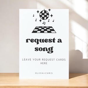 Lassen Sie ein Song-Anfrageschild & Karten - Bearbeitbare digitale Vorlage, Hochzeits-DJ-Songanfrage, druckbar, Empfangsmusikanfrageschild
