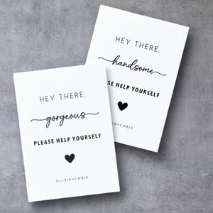 Letreros de baño para bodas con escritura moderna: Hola, guapo, hola (descarga instantánea)