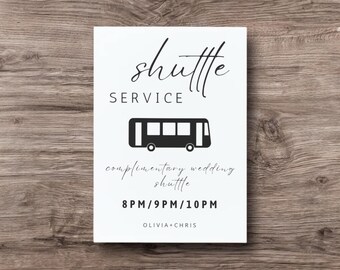 Modernes Pendelbus-Hochzeitsschild: Bearbeitbares Printable (Instant Download)