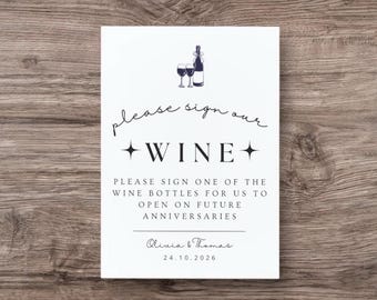 Wedding Wine Bottle Guest Book Sign Template | Anniversary Keepsake (Digital Download)