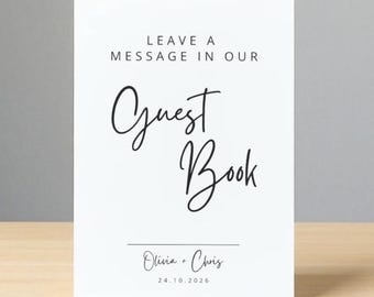Modernes Minimalistisches Hochzeitsgästebuch Schild (Instant Download)