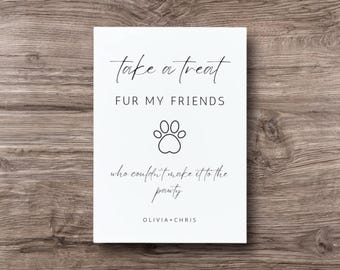 Editable Dog Treat Wedding Sign: Modern Black and White (Digital Download)