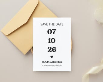 Modern Minimalist Save the Date Card: Editable Wedding Template (Digital Download)