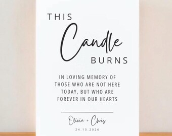 Modern Minimalist This Candle Burns In Loving Memory Memorial Wedding Sign (Instant Download)