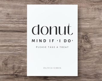 Donut Bar Hochzeitsschild: Minimalistische Dessert Tischdekoration (bearbeitbare Canva Vorlage)