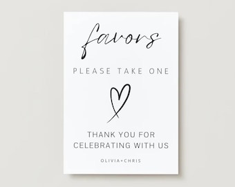 Moderne minimalistische Bevorzugungen Hochzeitsschild, bearbeitbare Vorlage (digitaler Download)